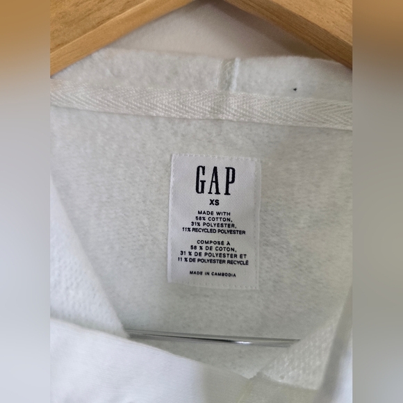 NWT! GAP, Logo Sweatshirt With Hood, White/Blue Swirl, Size XS - Picture 8 of 10